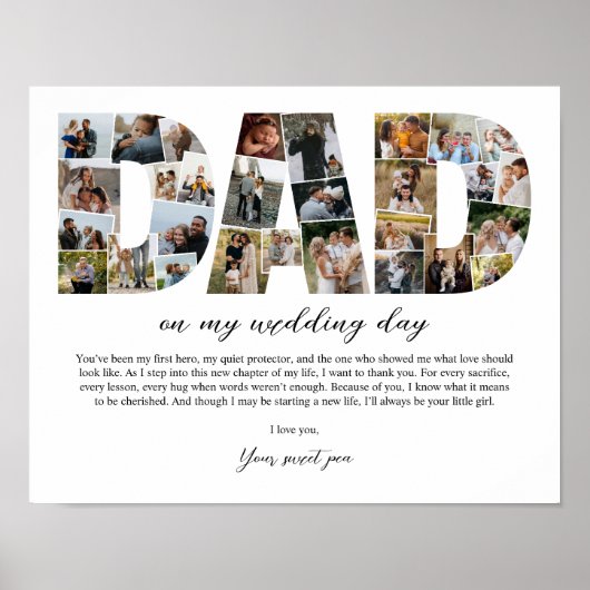 Papa Collage op mijn trouwdag Vader cadeau voor he Poster (Voorkant)