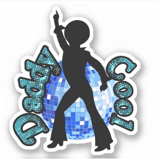 Papa Cool Disco Dance Vaderdag Small Sticker (Voorkant)