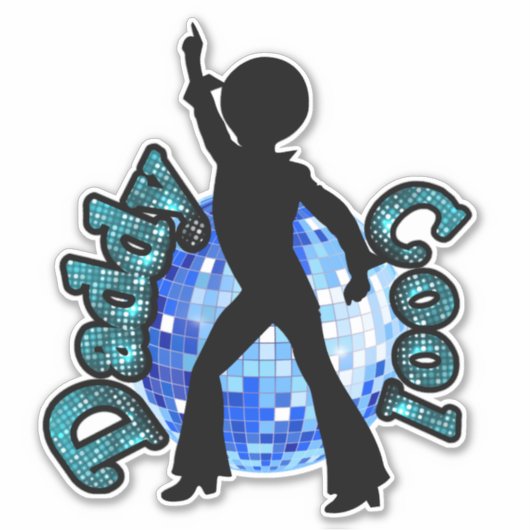 Papa Cool Disco Dance Vaderdag Sticker (Voorkant)