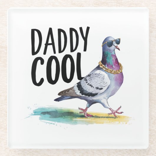 Papa Cool Glazen Onderzetter (Voorkant)