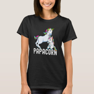 Papa Corn Unicorn Papa en Baby Rainbow vaders da T-shirt