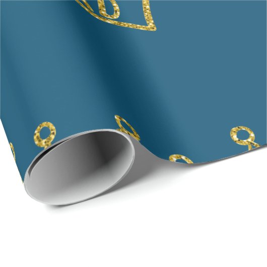 Papa Crown Vaderdag Glitter Wrapping Paper Cadeaupapier (Rol Hoek)