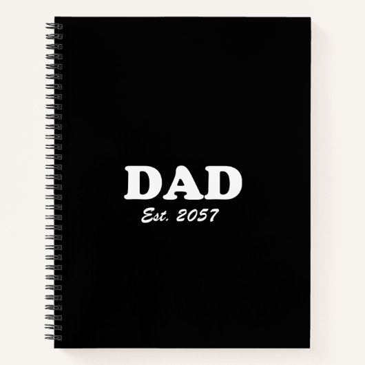 Papa Custom Est datum moderne typografie zwart Notitieboek (Voorkant)