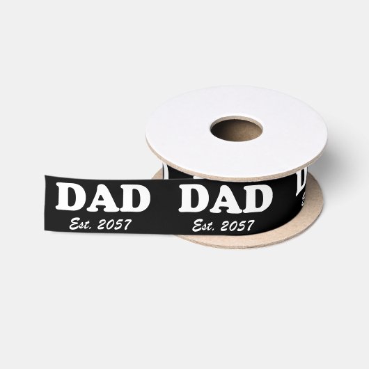Papa Custom Est datum moderne typografie zwart wit Satijnen Lint (Spoel)