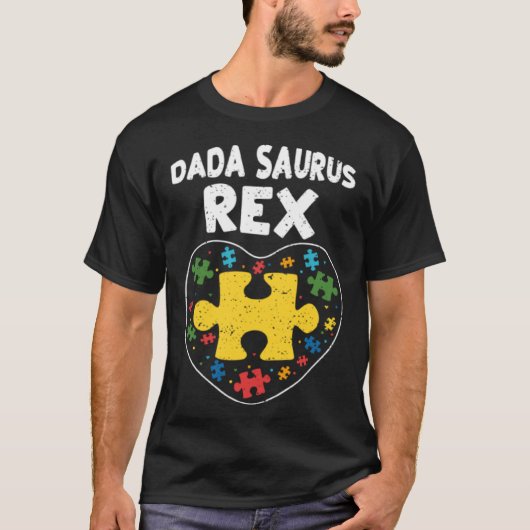 Papa Dada Saurus Rex Autisme Bewustzijn T-shirt (Voorkant)