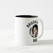 Papa Daughter Trendy Persoonlijke foto en naam Tweekleurige Koffiemok (Voorkant rechts)