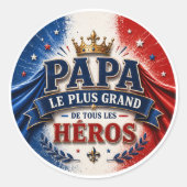 Papa, de Aller Grootste Held Ronde Sticker (Voorkant)