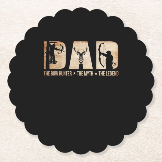 Papa De Bow Hunter Myth Legend Hunting Gift Kartonnen Onderzetters (Voorkant)
