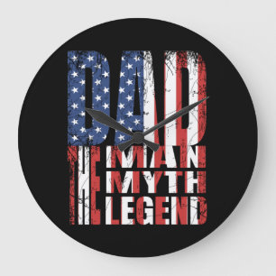 PAPA DE MAN DE MYTHE DE LEGENDE AMERIKAANSE VLAG C GROTE KLOK