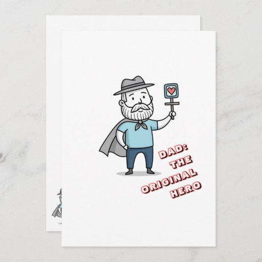 Papa de originele held verpersoonlijkbare Vaderdag Kaart (Voorkant / Achterkant)