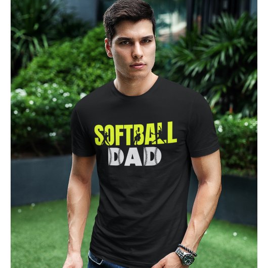 Papa de Softball Linda Letras verdes Softball dad T-shirt