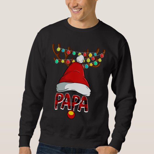 Papa Deer Matching Family Christmas Reindeer Face Trui (Voorkant)