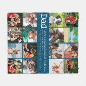 Papa definitie 16 foto collage blauw fleece deken (Voorkant (Horizontaal))