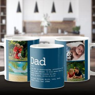 Papa definitie 4 foto collage Vaderdag Blauw Koffiemok