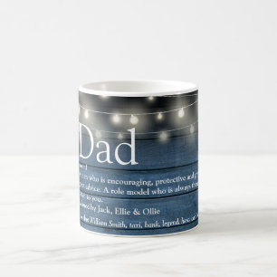 Papa Definitie Blauw Rustieke Houten Slingerlichtj Koffiemok