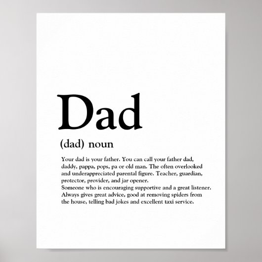 Papa, definitie, modern, typografie poster (Voorkant)