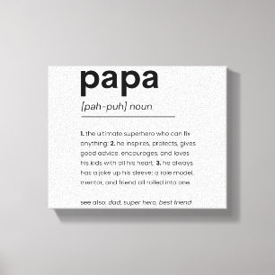 Papa Definitie Poster, Cadeau voor papa, Vaderdag Canvas Afdruk