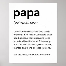 Papa Definitie Poster, Cadeau voor papa, Vaderdag Poster