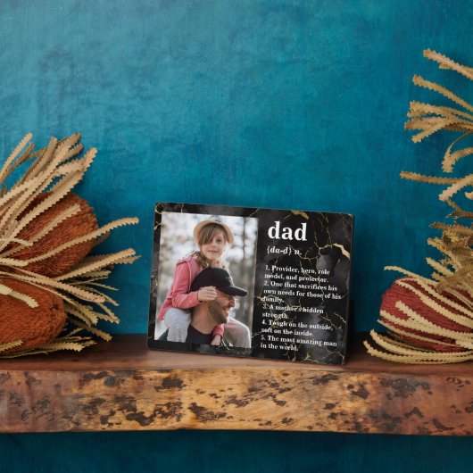 Papa Definitie Zwart Goud Marmer Fotoplaat (Zijkant)