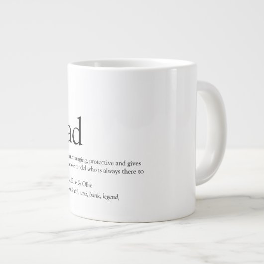 Papa Definition Citaat Fun Cool Black en White Grote Koffiekop (Voorkant rechts)