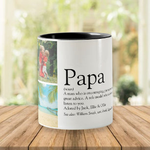 Papa Definition Citate Photo Collage Tweekleurige Koffiemok