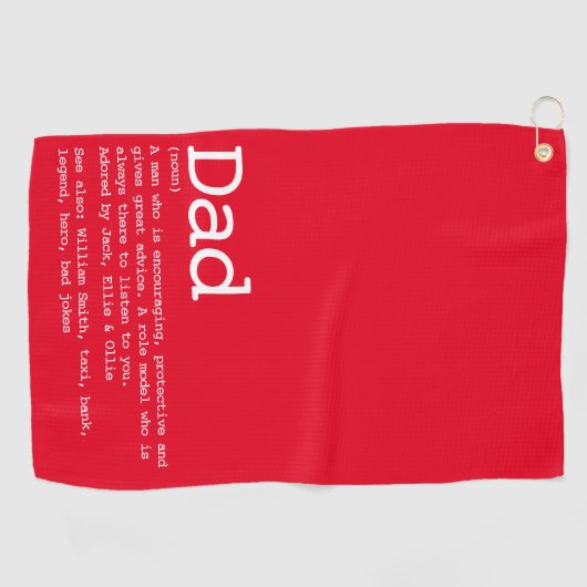 Papa Definition Fun Red op maat Golfhanddoek (Horizontaal)