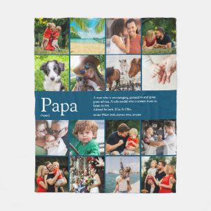 Papa Definition Quote Foto Collage Fleece Deken