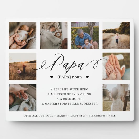 Papa Definition Script Photo Collage Keepomwille Fotoplaat (Voorkant)