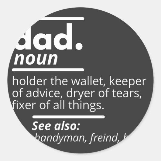 Papa Dictionary Definition - Grapny Fathers Day Gi Ronde Sticker (Voorkant)