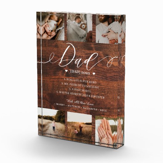 Papa Dictionary Definition Photo Collage Woodgrain Fotoblokken (Rechts)