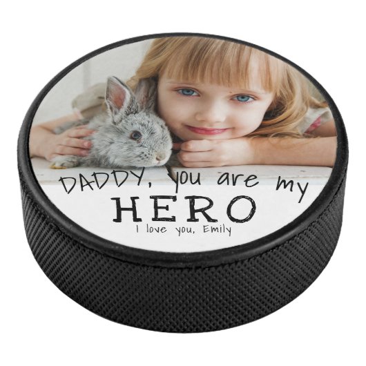 Papa die je bent Hero Blue Father Day Foto Hockey Puck (3/4)