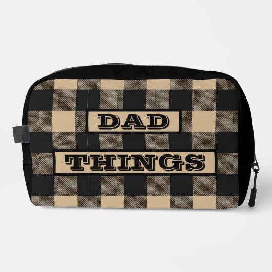 Papa Dingen Plaid Patroon Toiletry Mannen Toilettasje (Voorkant)