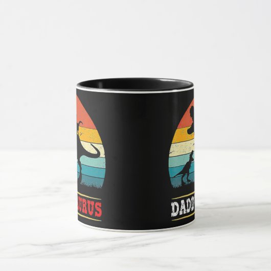 Papa Dinosaur Daddysaurus 2 Kinder Vaderdag Mok (Midden)