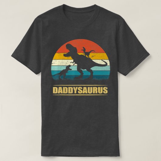 Papa Dinosaur Daddysaurus 2 kinder vaders Dag Gift T-shirt (Design voorkant)