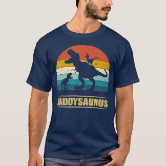 Papa Dinosaur Daddysaurus 2 kinder vaders Dag Gift T-shirt