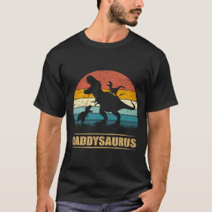 Papa Dinosaur Daddysaurus 2 Twee Kinder Funny Vade T-shirt