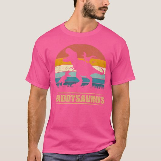 Papa Dinosaur Daddysaurus 2 Twee Kinder Funny Vade T-shirt (Voorkant)