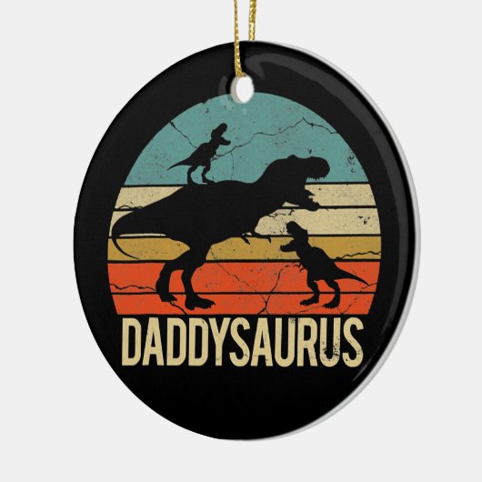 Papa Dinosaur Daddysaurus 2 Twee Kinder kerst Keramisch Ornament (Links)