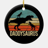 Papa Dinosaur Daddysaurus 2 Twee Kinder kerst Keramisch Ornament (Achterkant)