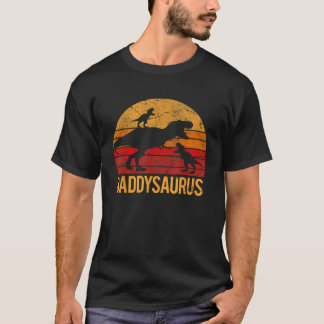 Papa Dinosaur Daddysaurus 2 Twee kinder kerstcadea T-shirt