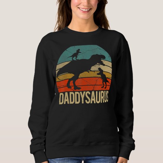 Papa Dinosaur Daddysaurus 2 Twee Kinder kerstdagen Trui (Voorkant)