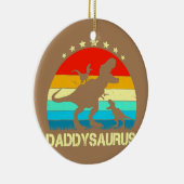 Papa Dinosaur Daddysaurus 2 Twee Kinder vaders Keramisch Ornament (Rechts)