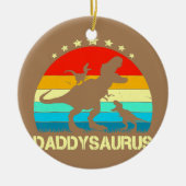 Papa Dinosaur Daddysaurus 2 Twee Kinder vaders Keramisch Ornament (Voorkant)