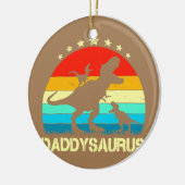Papa Dinosaur Daddysaurus 2 Twee Kinder vaders Keramisch Ornament (Links)