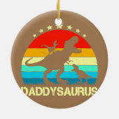 Papa Dinosaur Daddysaurus 2 Twee Kinder vaders Keramisch Ornament (Achterkant)