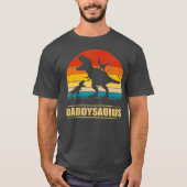 Papa Dinosaur Daddysaurus 2 Twee kinderen Gift T-s T-shirt (Voorkant)