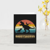 Papa Dinosaur Daddysaurus 2 Twee Kinderen Grappige Kaart (Gele Bloem)