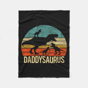 Papa Dinosaur Daddysaurus 3 Drie Kinderen Kerstmis Fleece Deken
