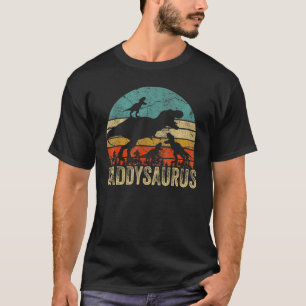 Papa Dinosaur Daddysaurus 3 Twee Kinder kerstfea T-shirt