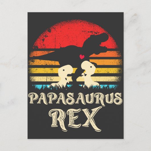 Papa Dinosaur Rex Grappig Reptiel Kinderen Briefkaart (Voorkant)